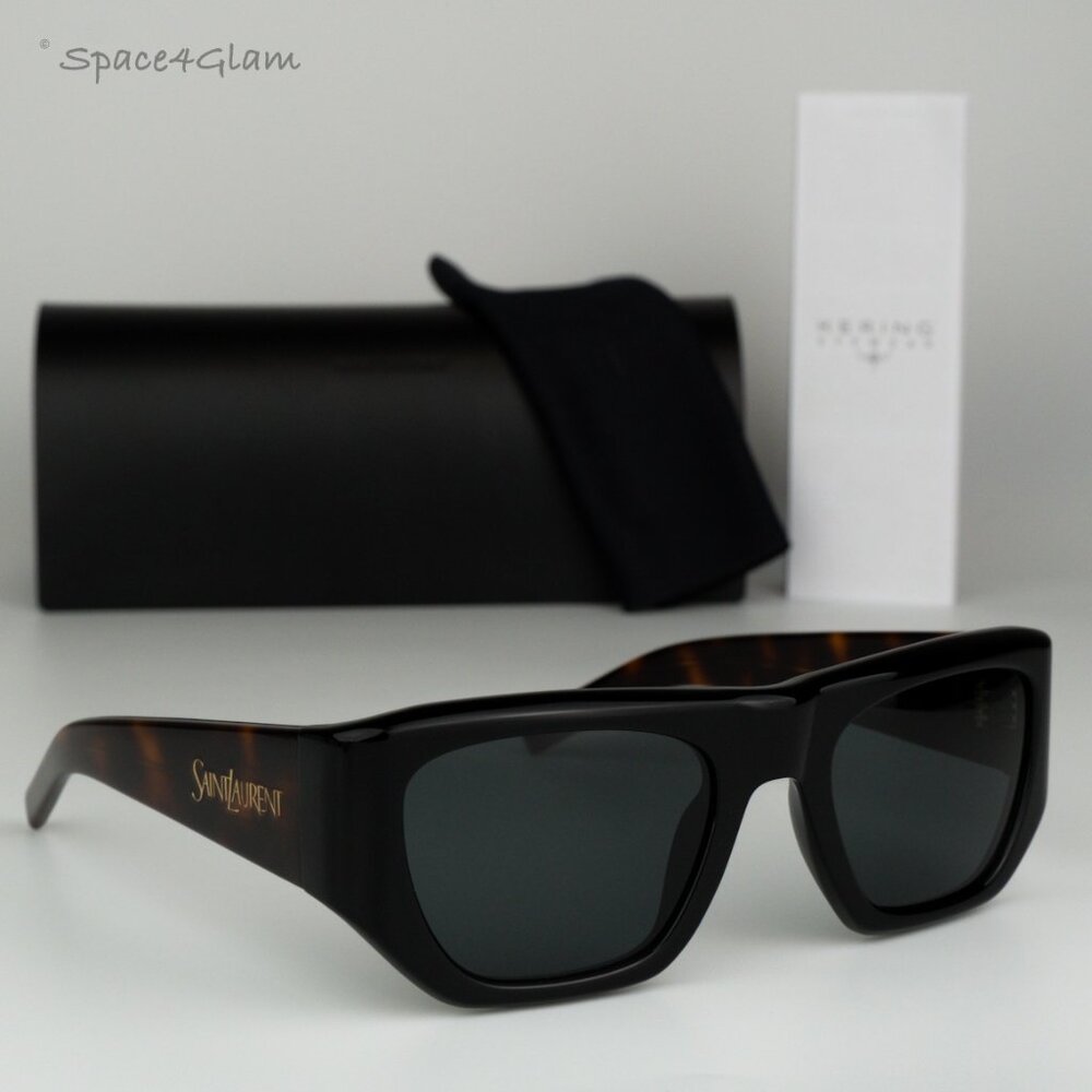 BRAND NEW Saint Laurent SL740 004 Black Havana Square Unisex Sunglasses